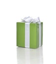 Green Present Gift box with white ribbon for birthday party