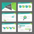 Green presentation template annual report brochure flyer elements icon flat design set for advertising marketing leaflet