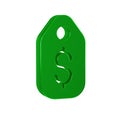 Green Price tag with dollar icon isolated on transparent background. Badge for price. Sale with dollar symbol. Promo tag