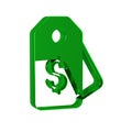 Green Price tag with dollar icon isolated on transparent background. Badge for price. Sale with dollar symbol. Promo tag