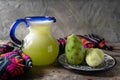Green prickly pear fruit water in glass jar