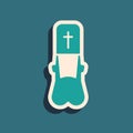 Green Priest icon isolated on green background. Long shadow style. Vector Illustration