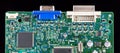 Green printed circuit board detail isolated on black panoramic background Royalty Free Stock Photo