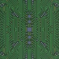 Green Printed Circuit Board with detailed network Texture 3D Ill