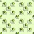 Green Printed Cube on Paper vector 3D Printing colored seamless pattern Royalty Free Stock Photo