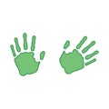 Green prints of the right and left hand