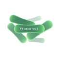 Green probiotics bacteria logo. concept of healthy nutrition ingredient for therapeutic purposes. Royalty Free Stock Photo