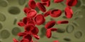 Green problematic blood bells background and red blood cells 3d-illustration