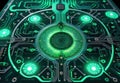 A green processor with sharp and angular circuitry