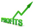 Green Profit Word Shows Income Earned