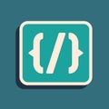 Green Programming language syntax icon isolated on green background. Syntax programming file system. Long shadow style Royalty Free Stock Photo