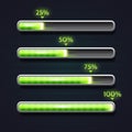 Green progress bar, loading, template for app interface Royalty Free Stock Photo