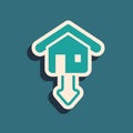 Green Property and housing market collapse icon isolated on green background. Falling property prices. Real estate stock Royalty Free Stock Photo