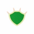 Green protective shield icon, cartoon style Royalty Free Stock Photo