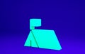 Green Protest camp icon isolated on blue background. Protesting tent. Minimalism concept. 3d illustration 3D render