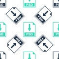 Green PSD file document icon. Download PSD button icon isolated seamless pattern on white background. Vector Royalty Free Stock Photo