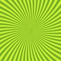 Green psychedelic background with rays, lines or stripes converging in center. Square decorative backdrop with radiant