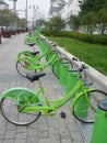Green Public bicycles in Suzhou Royalty Free Stock Photo