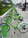 Green Public bicycles in Suzhou Royalty Free Stock Photo