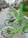 Green Public bicycles in Suzhou Royalty Free Stock Photo