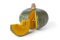 Green pumpkin with orange pulp Royalty Free Stock Photo