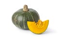 Green pumpkin with orange pulp Royalty Free Stock Photo
