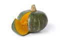 Green pumpkin with a slice