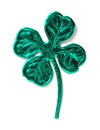 Green punched shamrock isolated over white Royalty Free Stock Photo