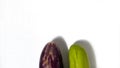 Green and purple eggplant vegetable parts Royalty Free Stock Photo