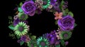 Green and purple flowers create an enchanting wedding frame wreath Royalty Free Stock Photo