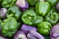 Green and purple peppers