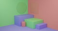 Green and purple podium 3d rendered Royalty Free Stock Photo