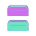 Green and purple school pencil cases on a white background. Royalty Free Stock Photo