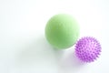 Green and Purple Stress Balls Royalty Free Stock Photo