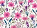 Green, White, and purple wildflower patterns. AI-Generated.