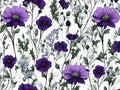 Green, White, and purple wildflower patterns. AI-Generated.