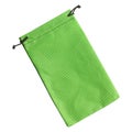 Green purse string small bag isolated on white