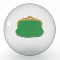 Green purse in transparent sphere