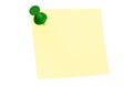 Green push pin with blank sticky note Royalty Free Stock Photo