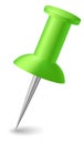 Green push pin mockup. Plastic thumb tack