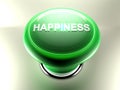 Green pushbutton with the write HAPPINESS