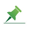 Green pushpin icon piercing a horizontal line, symbolizing marking and emphasis Royalty Free Stock Photo