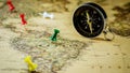 Green pushpin marking a location on brazil map Royalty Free Stock Photo