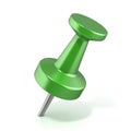 Green pushpin, stabbed