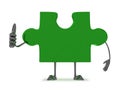 Green puzzle piece character