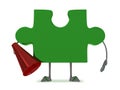 Green puzzle piece character Royalty Free Stock Photo