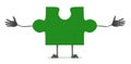 Green puzzle piece character Royalty Free Stock Photo