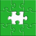 Green puzzle with shadows on a white background Royalty Free Stock Photo