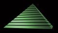 Green pyramid isolated on black. 3D rendering