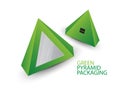 Green 3d pyramid, Vector illustration, Box Packaging For Food, Gift Or Other Products, Product Packing, rice ball packaging.